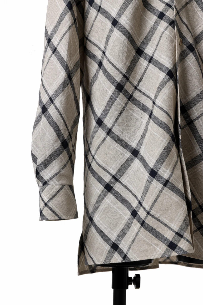 Y's BANG ON! No.144 HOLLOW COLLAR SHIRT / DIAGONAL PLAID (BEIGE) - Image 10
