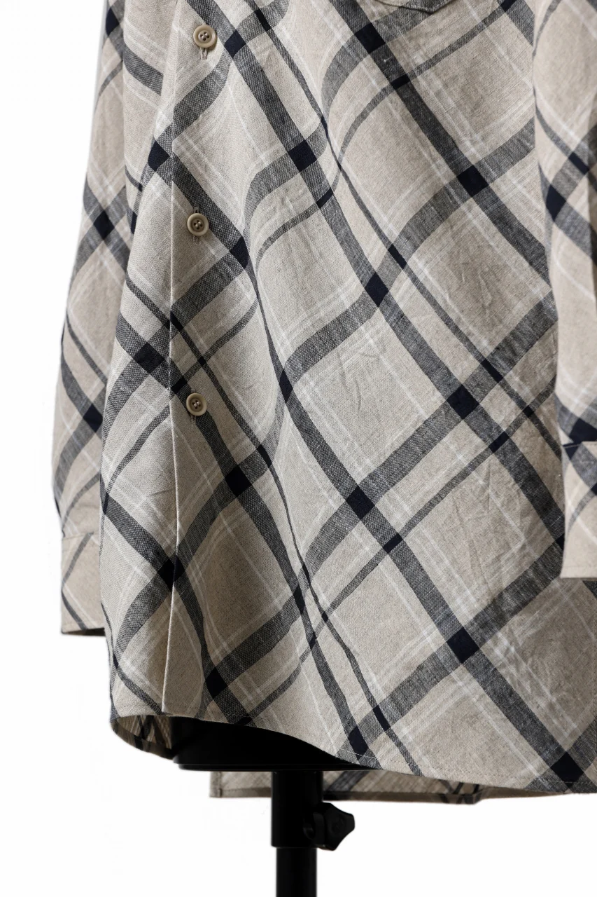 Y's BANG ON! No.144 HOLLOW COLLAR SHIRT / DIAGONAL PLAID (BEIGE) - Image 11
