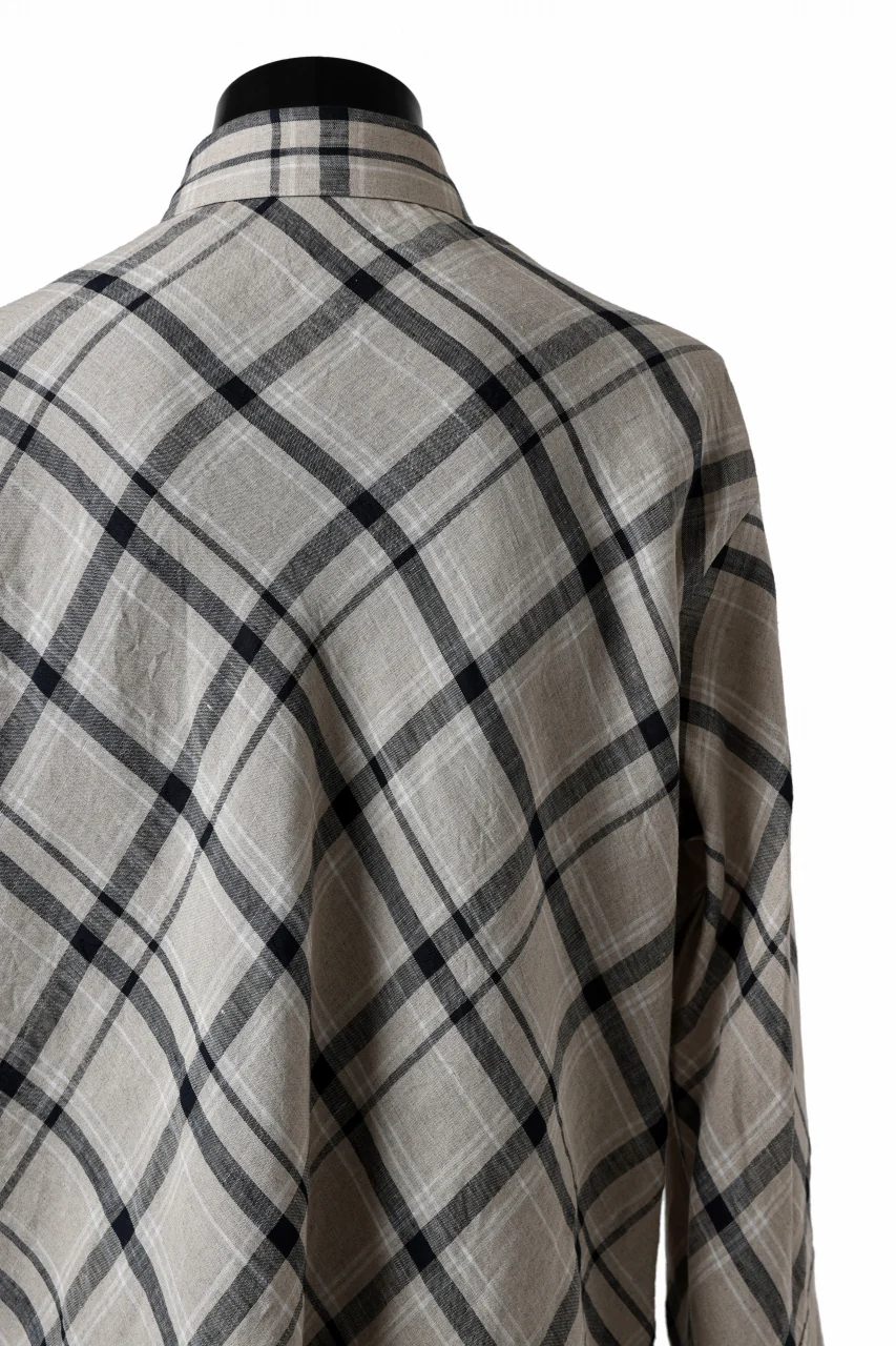 Y's BANG ON! No.144 HOLLOW COLLAR SHIRT / DIAGONAL PLAID (BEIGE) - Image 13