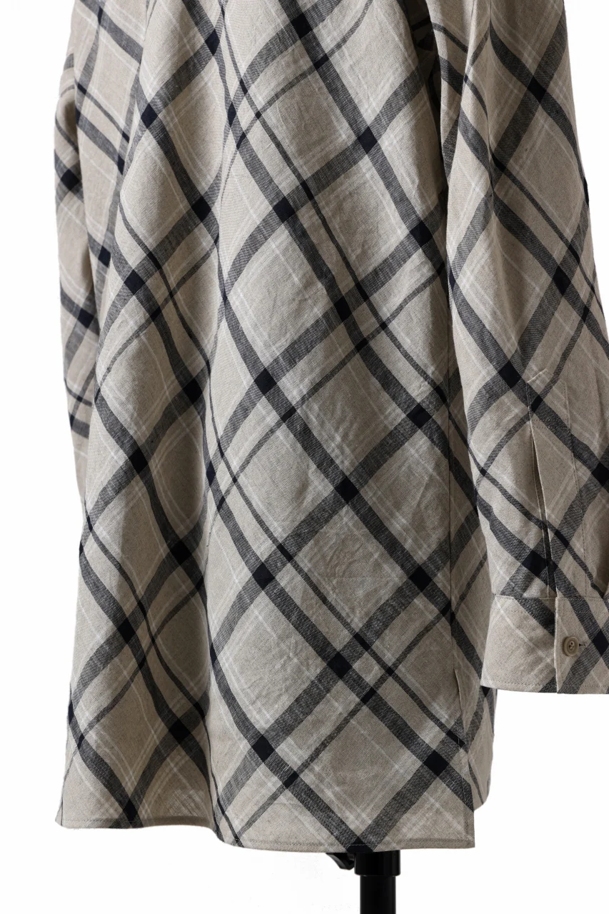 Y's BANG ON! No.144 HOLLOW COLLAR SHIRT / DIAGONAL PLAID (BEIGE) - Image 14