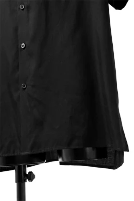 Y's BANG ON! No.145 HOLLOWED OUT COLLAR SHORT SLEEVE SHIRT / CUPRA DUNGAREE TWILL (BLACK) - Image 11