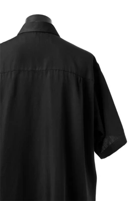 Y's BANG ON! No.145 HOLLOWED OUT COLLAR SHORT SLEEVE SHIRT / CUPRA DUNGAREE TWILL (BLACK) - Image 12