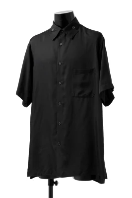 Y's BANG ON! No.145 HOLLOWED OUT COLLAR SHORT SLEEVE SHIRT / CUPRA DUNGAREE TWILL (BLACK) - Image 2