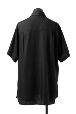 Y's BANG ON! No.145 HOLLOWED OUT COLLAR SHORT SLEEVE SHIRT / CUPRA DUNGAREE TWILL (BLACK) - Image 4