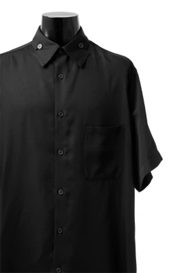 Y's BANG ON! No.145 HOLLOWED OUT COLLAR SHORT SLEEVE SHIRT / CUPRA DUNGAREE TWILL (BLACK) - Image 6