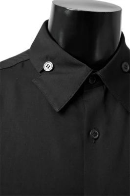 Y's BANG ON! No.145 HOLLOWED OUT COLLAR SHORT SLEEVE SHIRT / CUPRA DUNGAREE TWILL (BLACK) - Image 8
