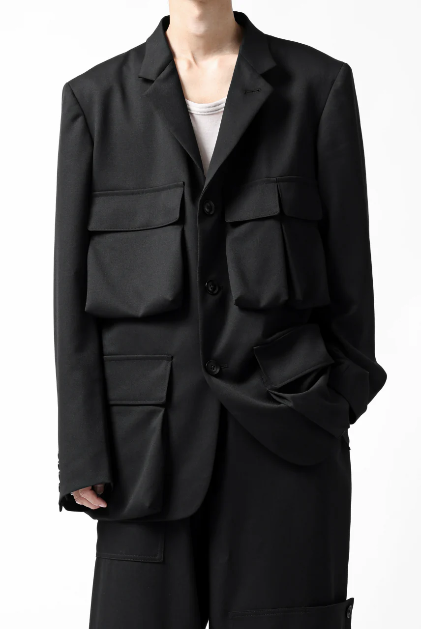 Y's BANG ON! No.163 GABARDINE SOLID POCKET JACKET (BLACK) - Image 12