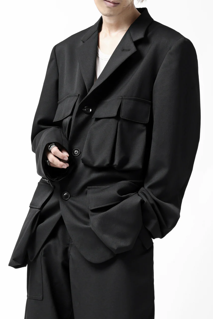 Y's BANG ON! No.163 GABARDINE SOLID POCKET JACKET (BLACK) - Image 15