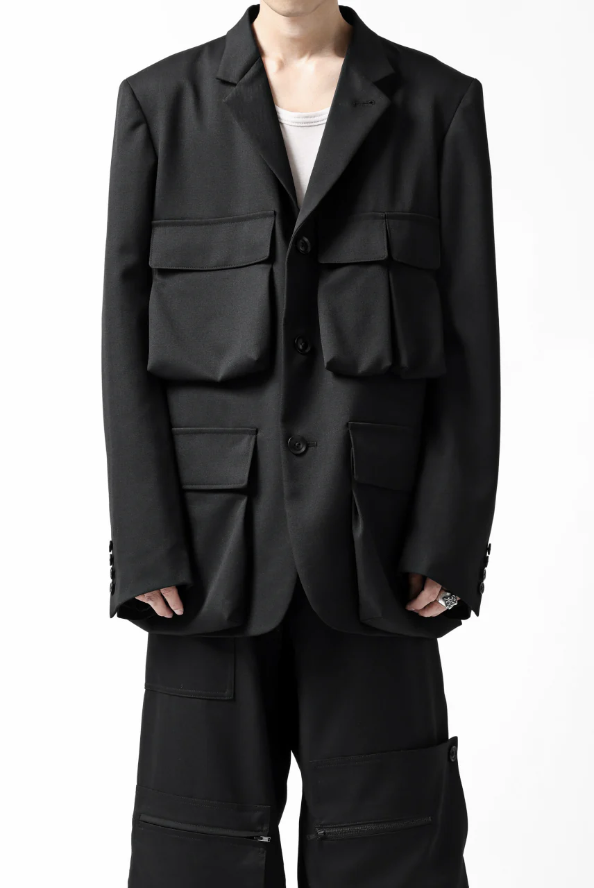 Y's BANG ON! No.163 GABARDINE SOLID POCKET JACKET (BLACK) - Image 2
