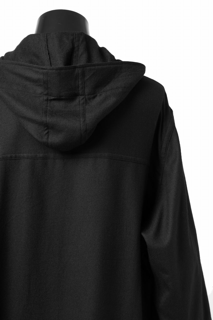 Y's BANG ON! No.167 WOOL VIYELLA HOODED SHIRTS (BLACK) - Image 12