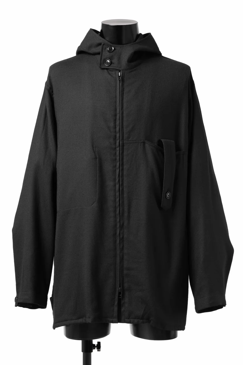 Y's BANG ON! No.167 WOOL VIYELLA HOODED SHIRTS (BLACK) - Image 2