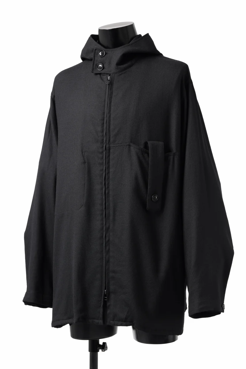 Y's BANG ON! No.167 WOOL VIYELLA HOODED SHIRTS (BLACK) - Image 3