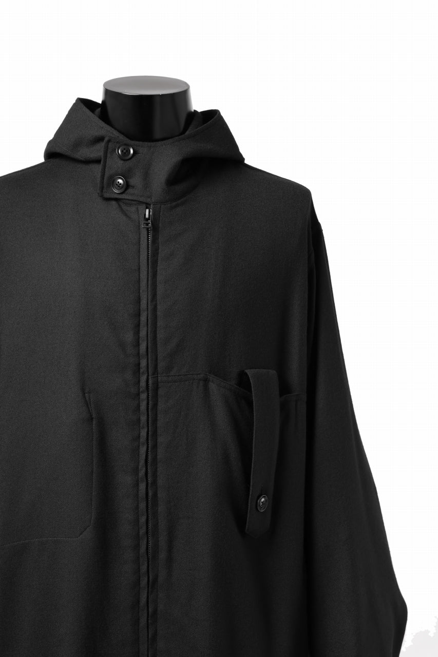 Y's BANG ON! No.167 WOOL VIYELLA HOODED SHIRTS (BLACK) - Image 7