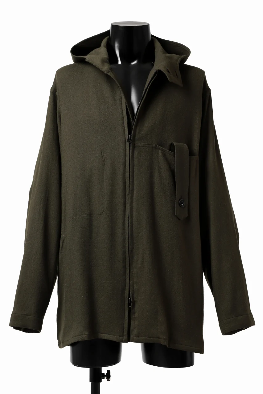 Y's BANG ON! No.167 WOOL VIYELLA HOODED SHIRTS (KHAKI)