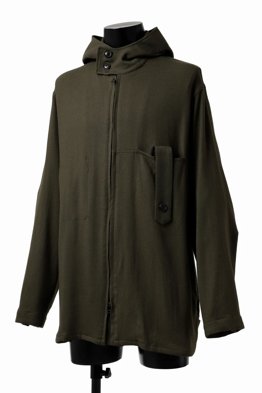 Y's BANG ON! No.167 WOOL VIYELLA HOODED SHIRTS (KHAKI) - Image 3