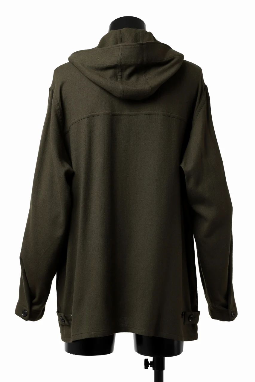 Y's BANG ON! No.167 WOOL VIYELLA HOODED SHIRTS (KHAKI) - Image 6