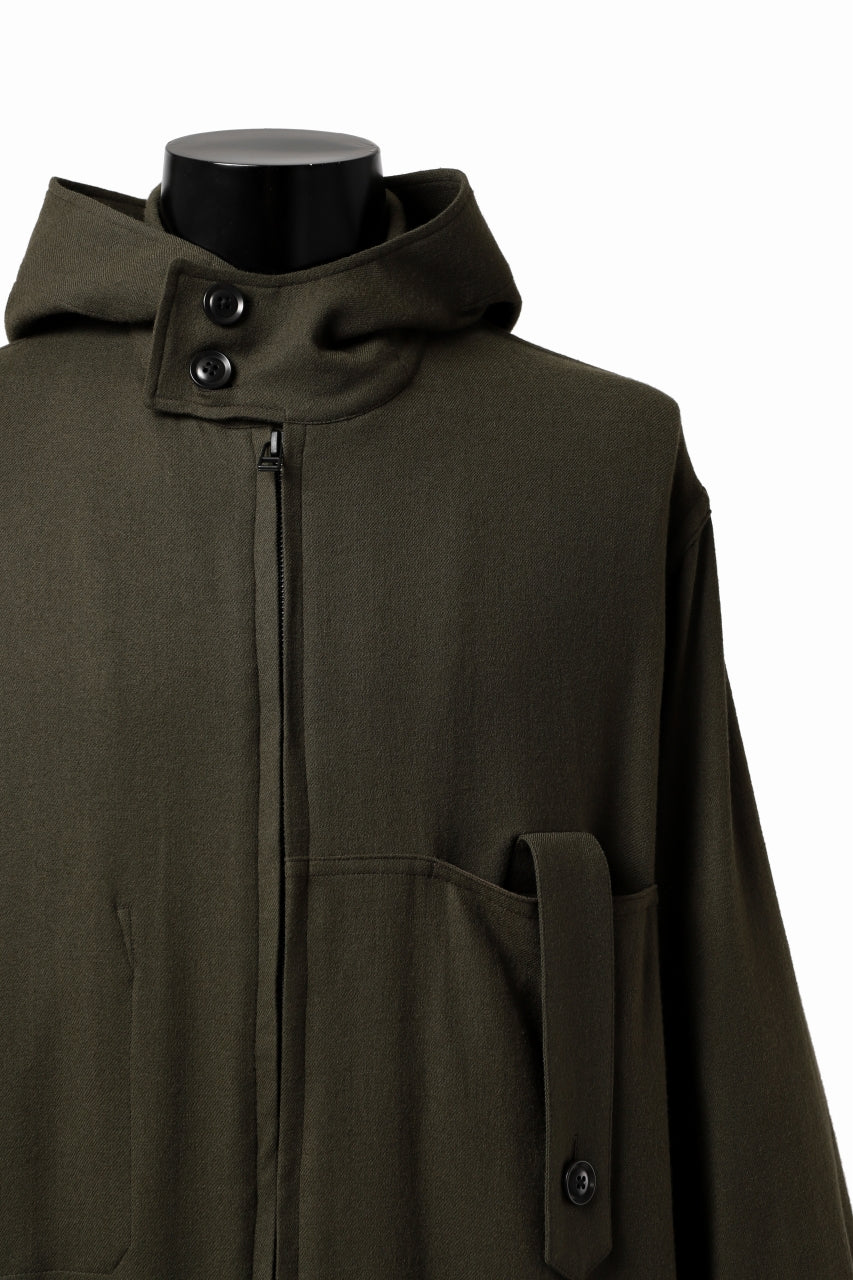 Y's BANG ON! No.167 WOOL VIYELLA HOODED SHIRTS (KHAKI) - Image 8