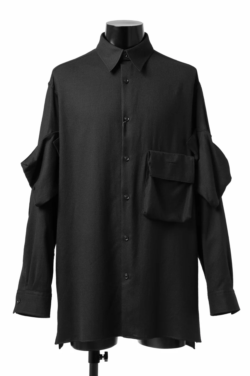 Y's BANG ON! No.168 WOOL VIYELLA DETACHABLE COLLAR SHIRTS (BLACK)