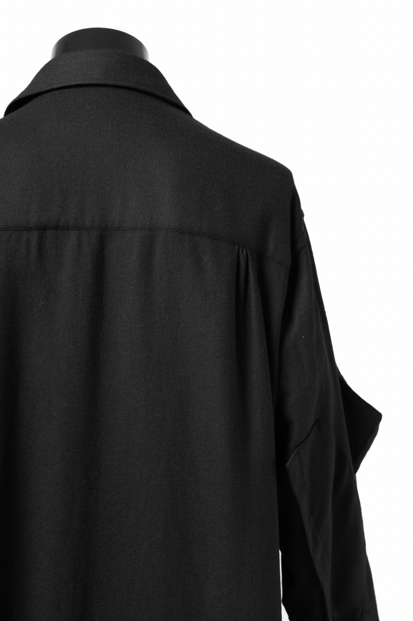 Y's BANG ON! No.168 WOOL VIYELLA DETACHABLE COLLAR SHIRTS (BLACK) - Image 13
