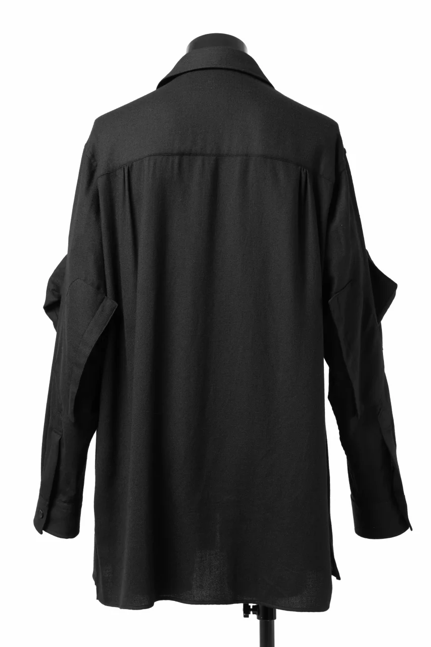 Y's BANG ON! No.168 WOOL VIYELLA DETACHABLE COLLAR SHIRTS (BLACK) - Image 5