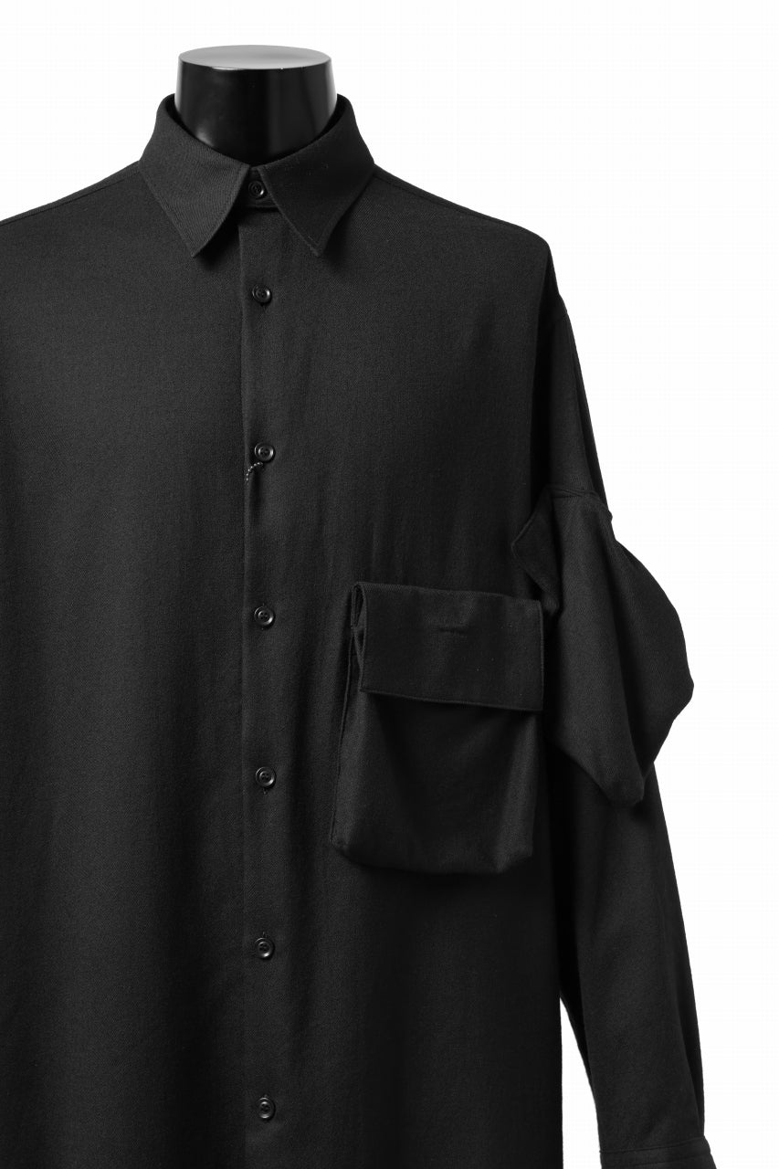Y's BANG ON! No.168 WOOL VIYELLA DETACHABLE COLLAR SHIRTS (BLACK) - Image 6