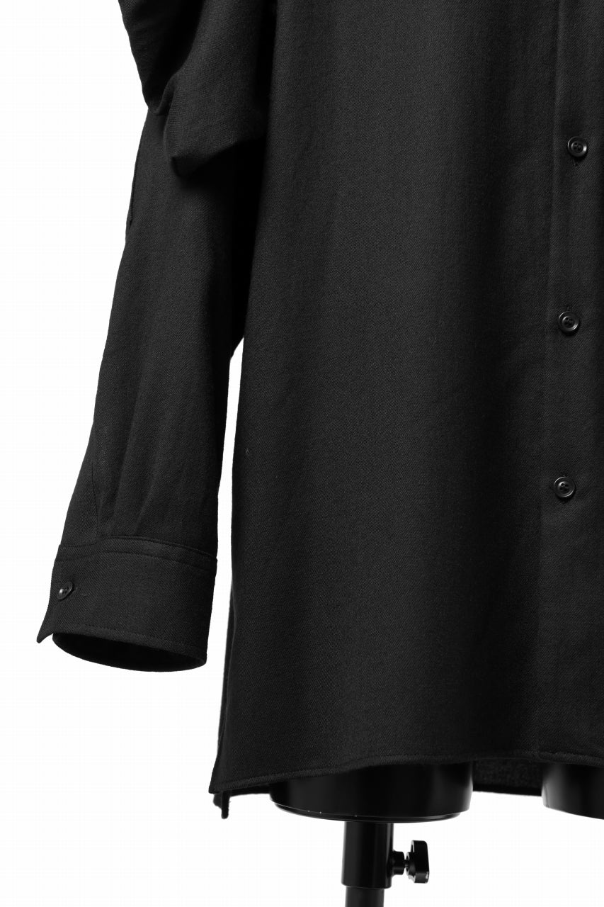 Y's BANG ON! No.168 WOOL VIYELLA DETACHABLE COLLAR SHIRTS (BLACK) - Image 8
