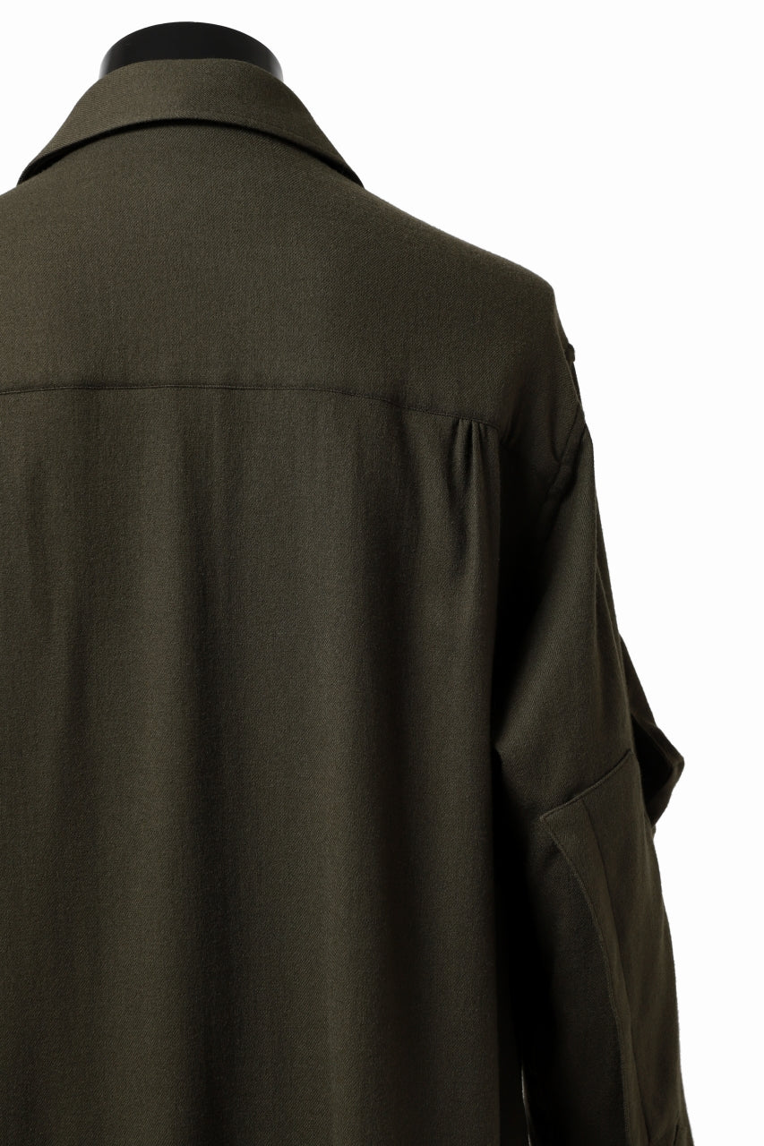 Y's BANG ON! No.168 WOOL VIYELLA DETACHABLE COLLAR SHIRTS (KHAKI) - Image 13