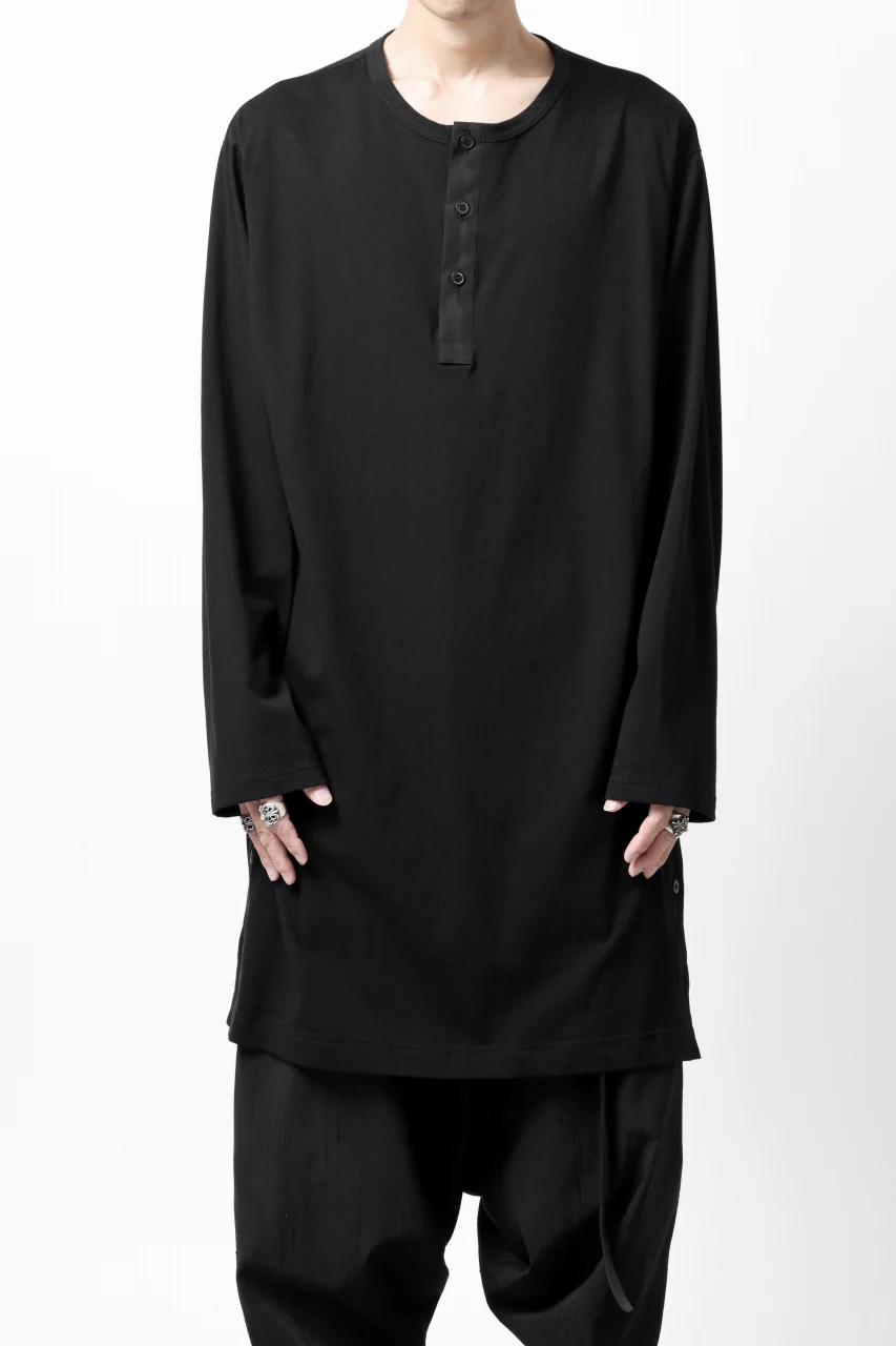 Y's BANG ON! No.169 HENLEY NECK LONG TOPS / COMA 28G JERSEY  (BLACK) - Image 13