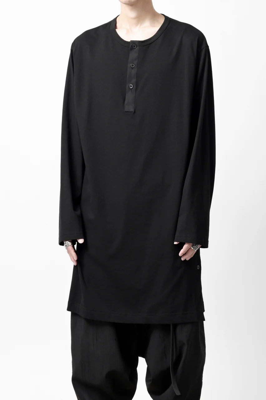 Y's BANG ON! No.169 HENLEY NECK LONG TOPS / COMA 28G JERSEY  (BLACK) - Image 14