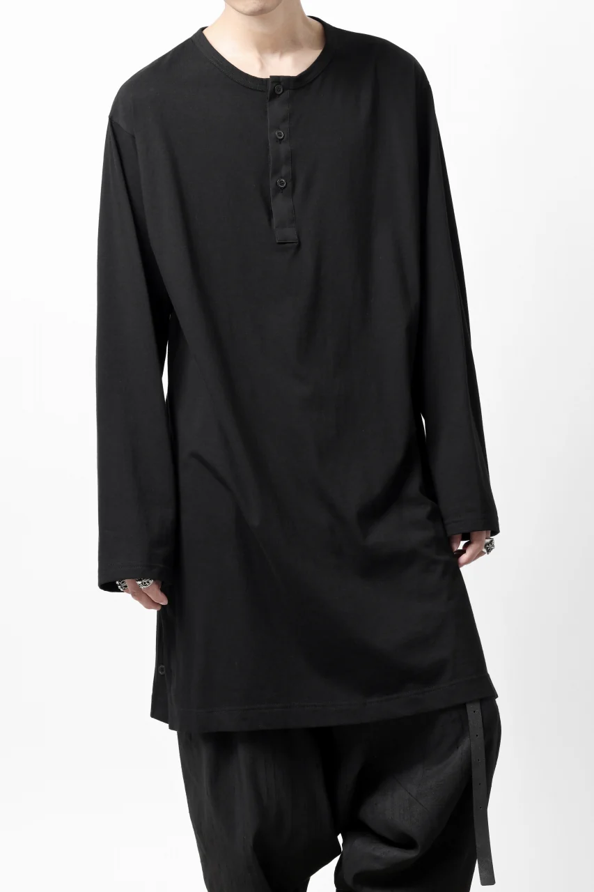 Y's BANG ON! No.169 HENLEY NECK LONG TOPS / COMA 28G JERSEY  (BLACK) - Image 19