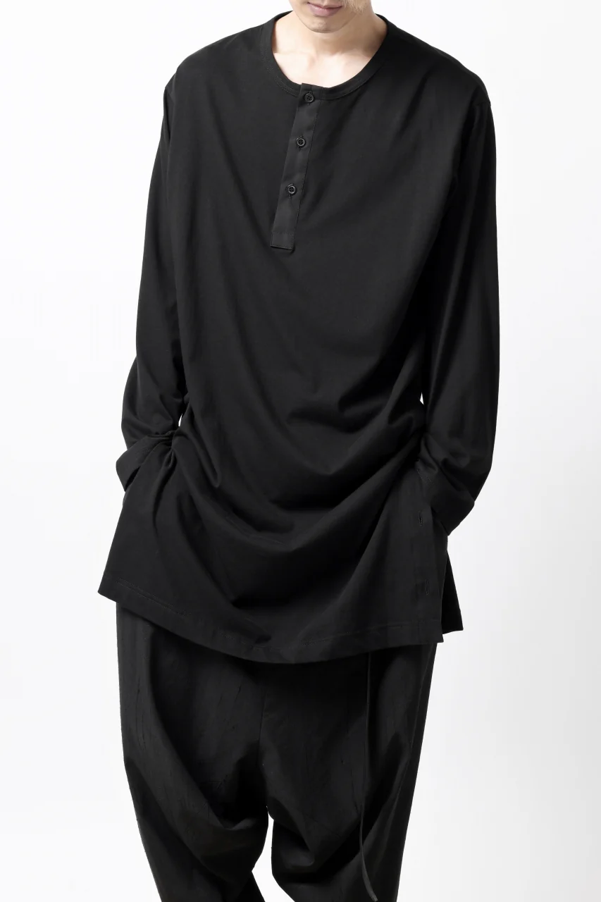 Y's BANG ON! No.169 HENLEY NECK LONG TOPS / COMA 28G JERSEY  (BLACK) - Image 2