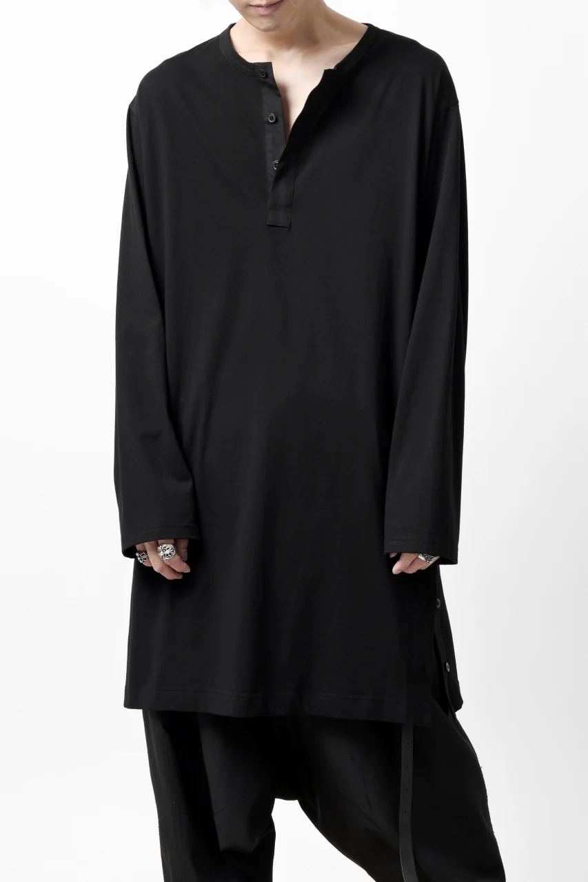 Y's BANG ON! No.169 HENLEY NECK LONG TOPS / COMA 28G JERSEY  (BLACK) - Image 24