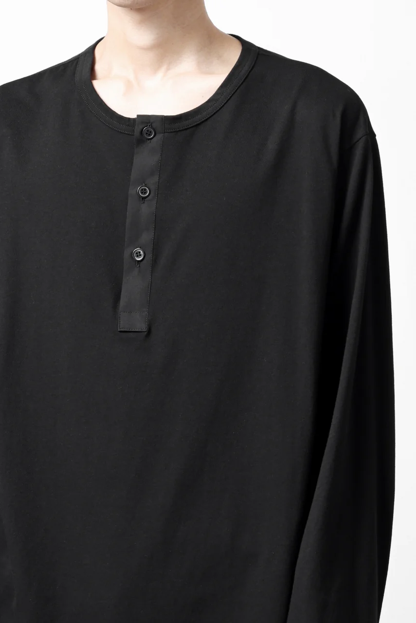Y's BANG ON! No.169 HENLEY NECK LONG TOPS / COMA 28G JERSEY  (BLACK) - Image 32