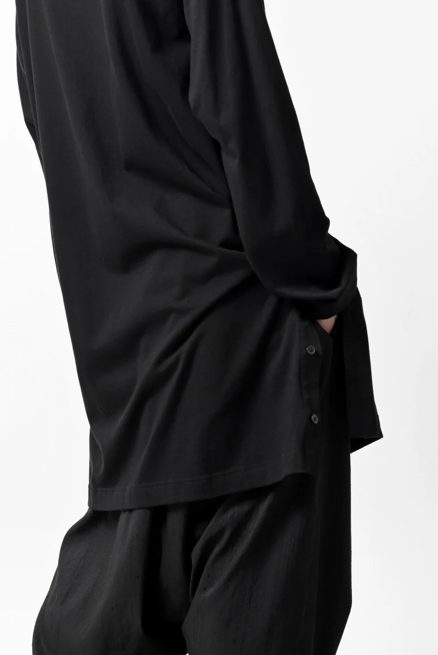Y's BANG ON! No.169 HENLEY NECK LONG TOPS / COMA 28G JERSEY  (BLACK) - Image 34