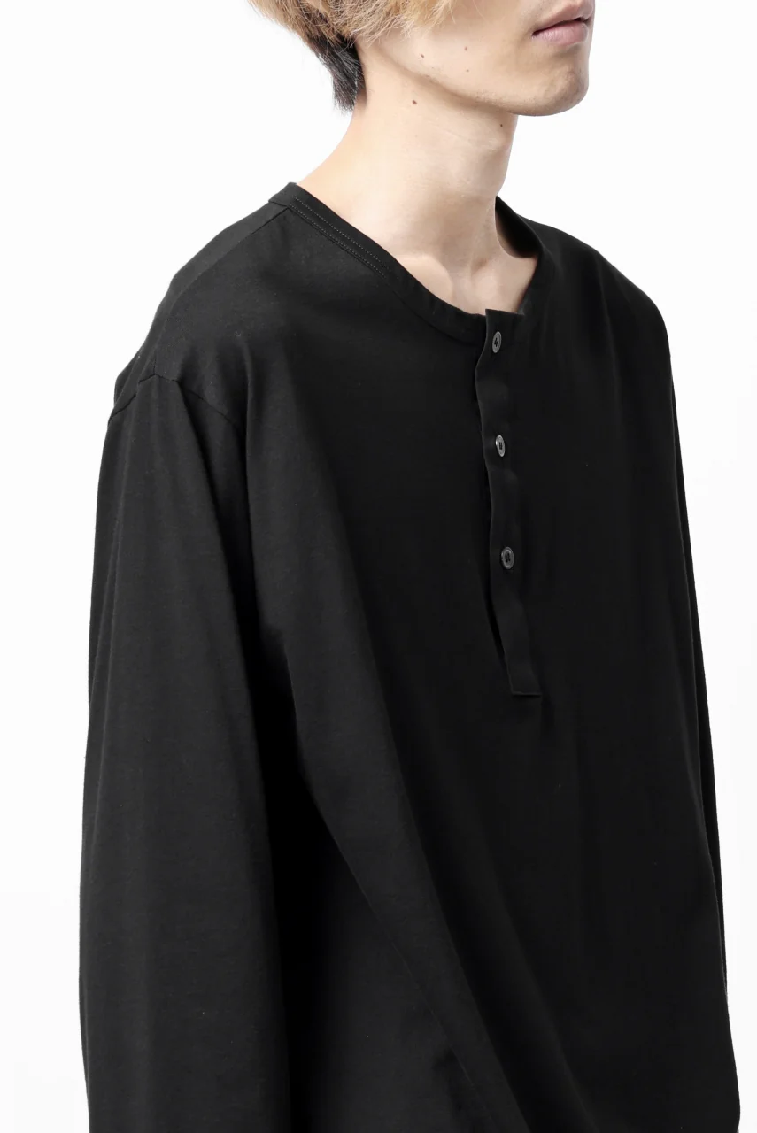 Y's BANG ON! No.169 HENLEY NECK LONG TOPS / COMA 28G JERSEY  (BLACK) - Image 35