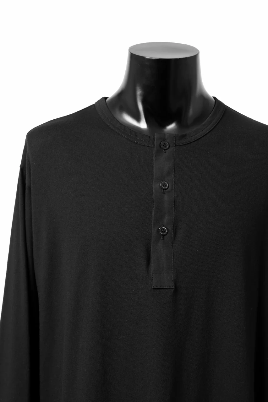 Y's BANG ON! No.169 HENLEY NECK LONG TOPS / COMA 28G JERSEY  (BLACK) - Image 5