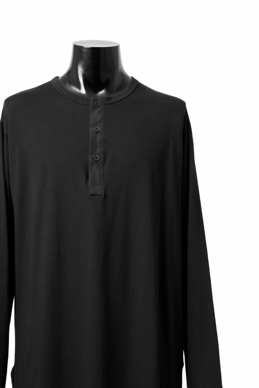 Y's BANG ON! No.169 HENLEY NECK LONG TOPS / COMA 28G JERSEY  (BLACK) - Image 7