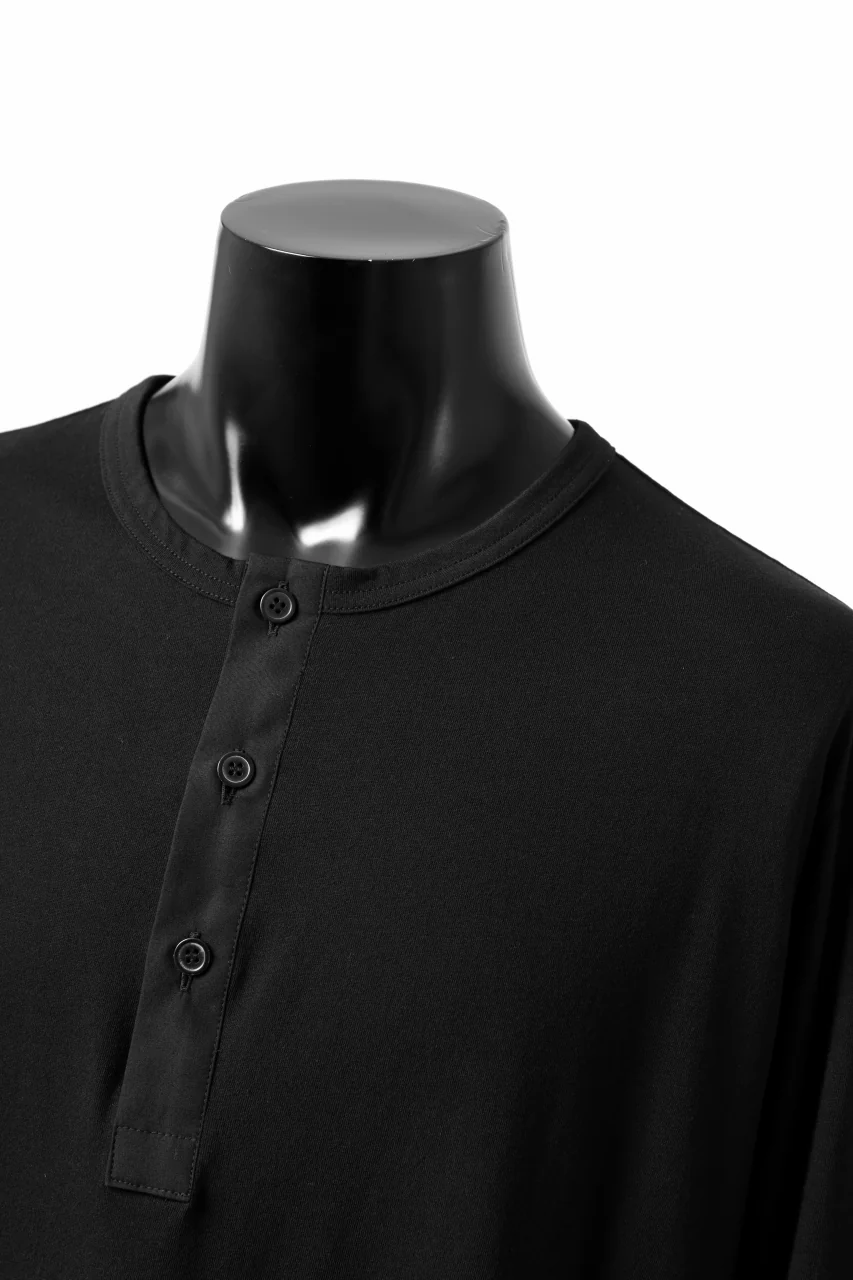 Y's BANG ON! No.169 HENLEY NECK LONG TOPS / COMA 28G JERSEY  (BLACK) - Image 8