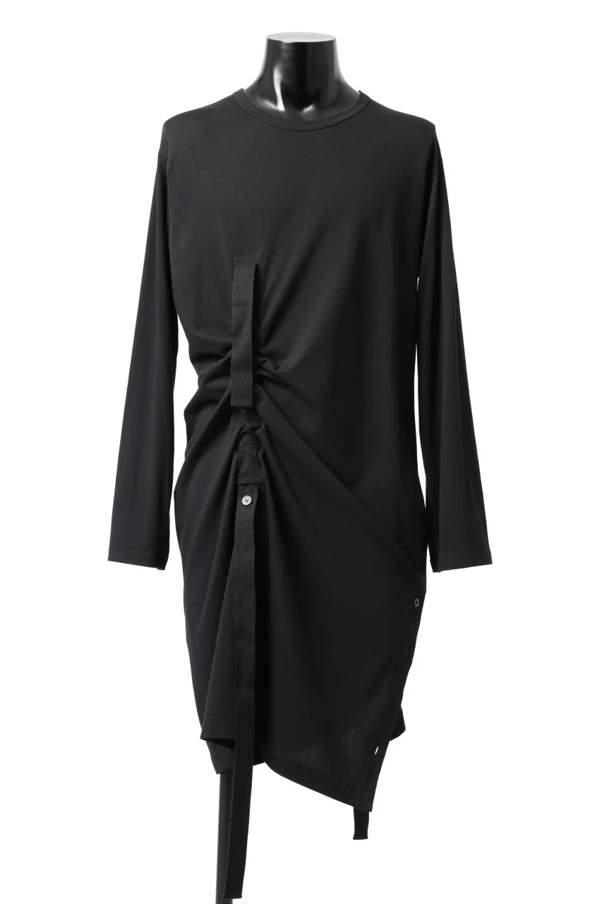 Y's BANG ON! No.170 TAPE AJUST DRAPE LONG TOPS / COMA 28G JERSEY (BLACK) - Image 2