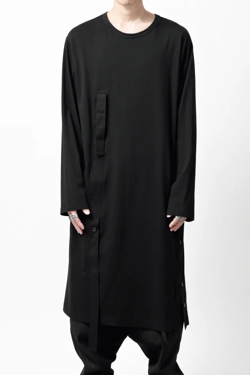 Y's BANG ON! No.170 TAPE AJUST DRAPE LONG TOPS / COMA 28G JERSEY (BLACK) - Image 3