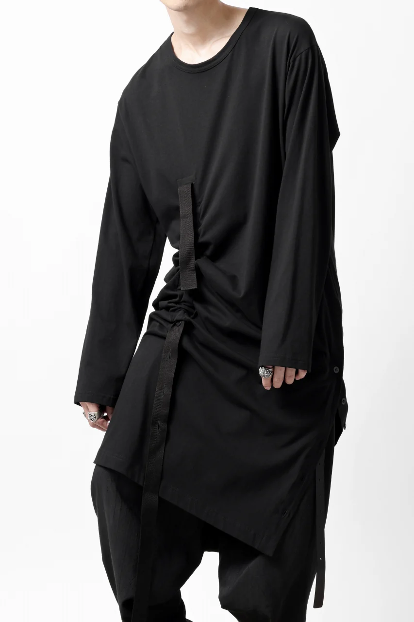 Y's BANG ON! No.170 TAPE AJUST DRAPE LONG TOPS / COMA 28G JERSEY (BLACK) - Image 37