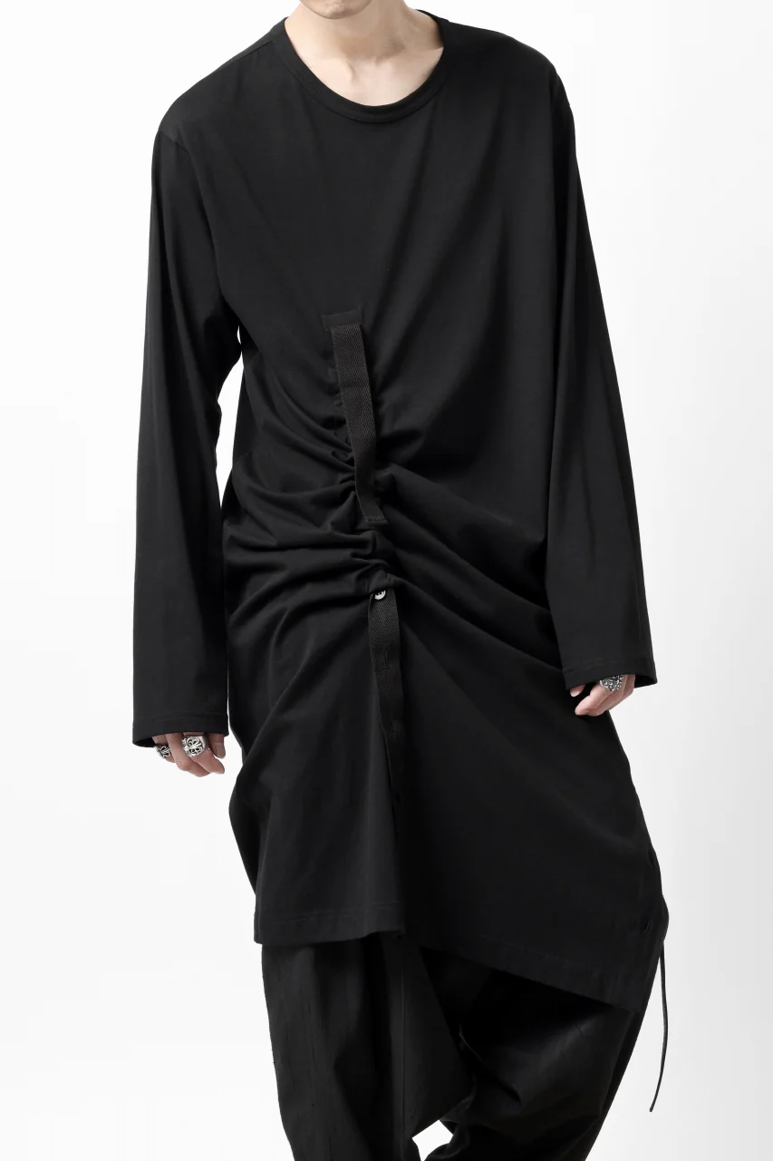 Y's BANG ON! No.170 TAPE AJUST DRAPE LONG TOPS / COMA 28G JERSEY (BLACK) - Image 4