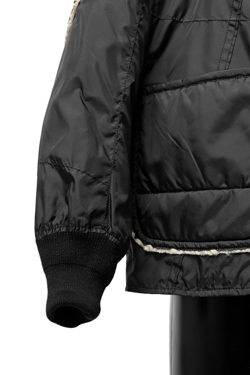 Y's BANG ON! No.173 POLYESTER TAFFETA + WOOL PILE PATCHED BLOUSON (BLACK) - Image 10