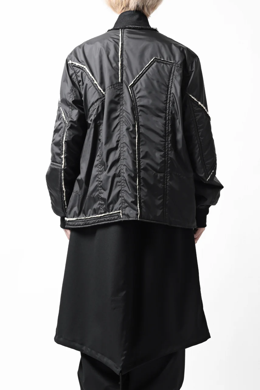 Y's BANG ON! No.173 POLYESTER TAFFETA + WOOL PILE PATCHED BLOUSON (BLACK) - Image 18