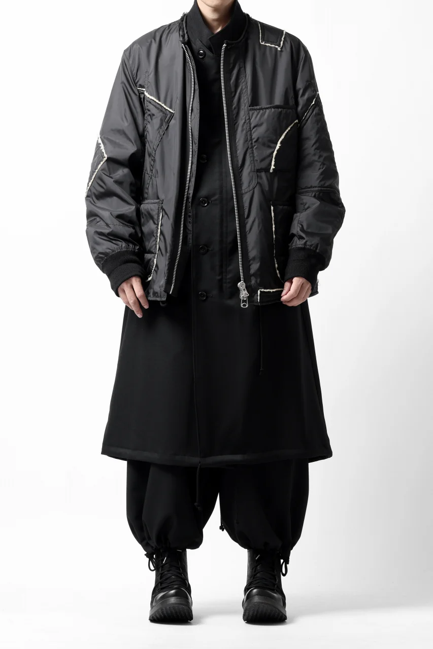 Y's BANG ON! No.173 POLYESTER TAFFETA + WOOL PILE PATCHED BLOUSON (BLACK) - Image 21