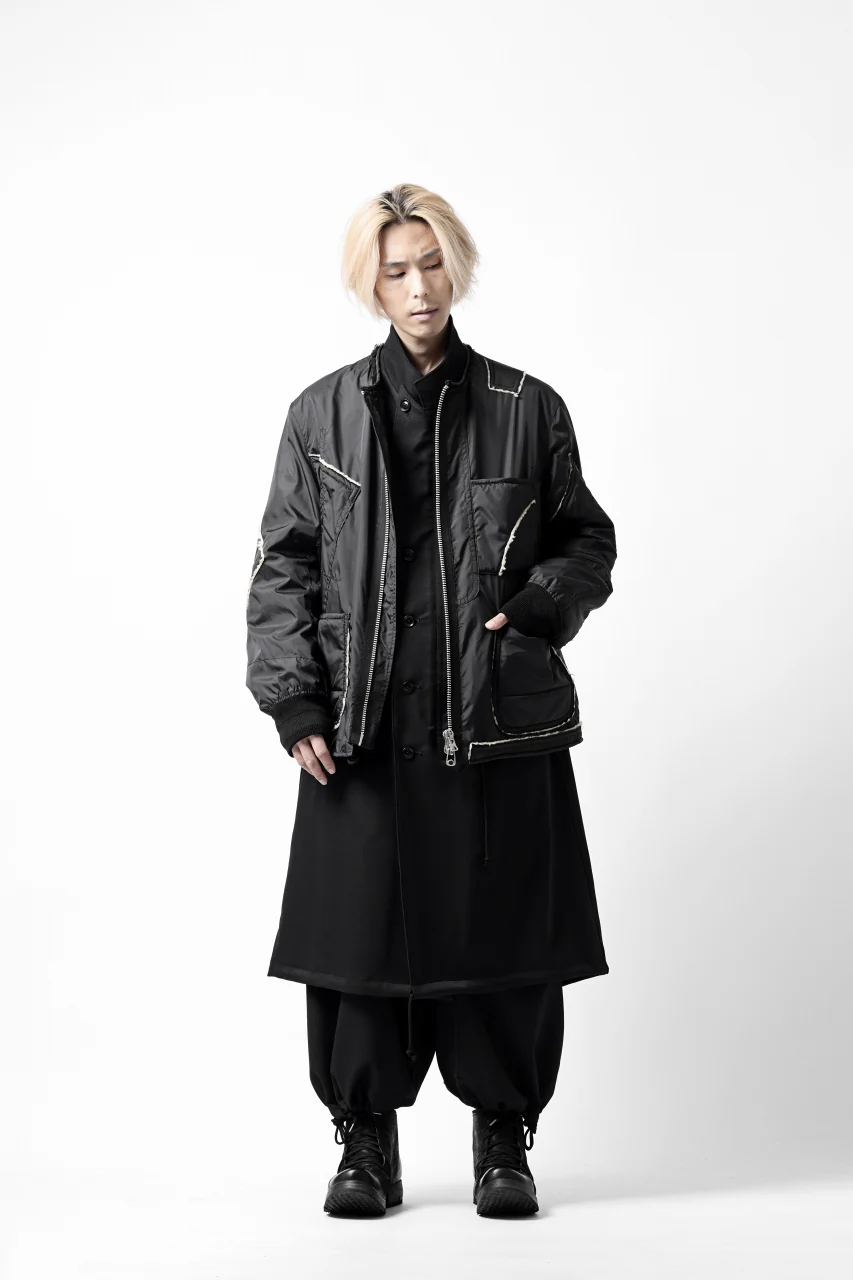 Y's BANG ON! No.173 POLYESTER TAFFETA + WOOL PILE PATCHED BLOUSON (BLACK) - Image 24