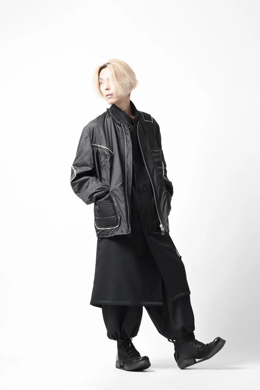 Y's BANG ON! No.173 POLYESTER TAFFETA + WOOL PILE PATCHED BLOUSON (BLACK) - Image 28