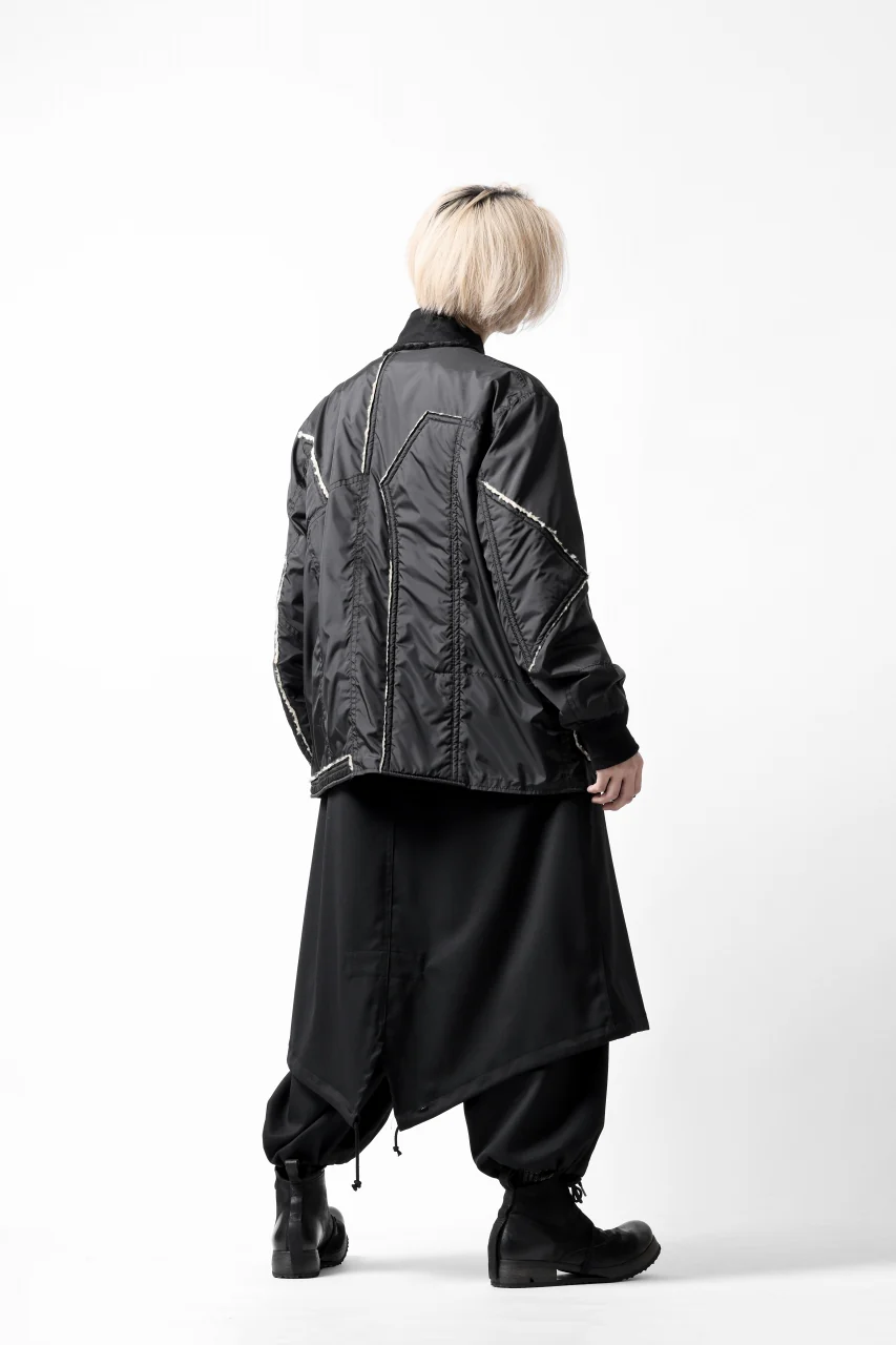 Y's BANG ON! No.173 POLYESTER TAFFETA + WOOL PILE PATCHED BLOUSON (BLACK) - Image 29