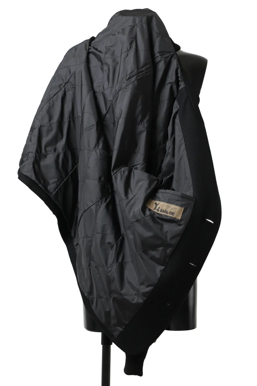 Y's BANG ON! No.176 2 STEP RIB JACKET / WOOL MELTON SMOOTH + CHECKED JACQUARD (BLACK) - Image 12