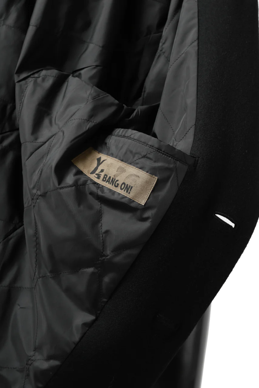 Y's BANG ON! No.176 2 STEP RIB JACKET / WOOL MELTON SMOOTH + CHECKED JACQUARD (BLACK) - Image 26